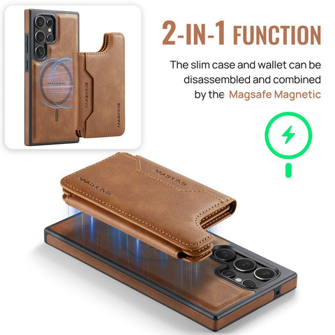 MAGKING K3 Series For Samsung Galaxy S23 Ultra Magnetic Case Wallet PC + TPU + PU Phone Cover