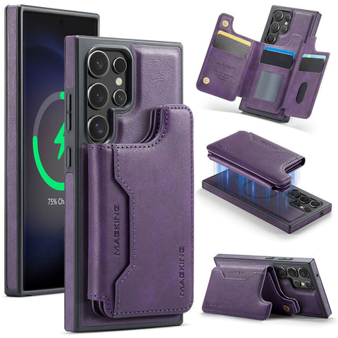 MAGKING K3 Series For Samsung Galaxy S23 Ultra Magnetic Case Wallet PC + TPU + PU Phone Cover