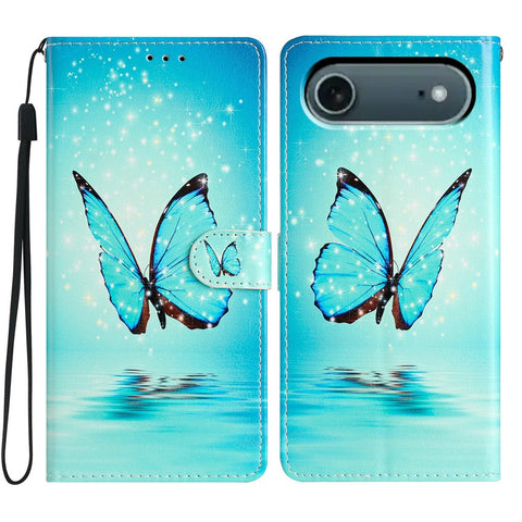 For iPhone Air Wallet Case PU Leather Pattern Printing Stand Phone Cover with Strap