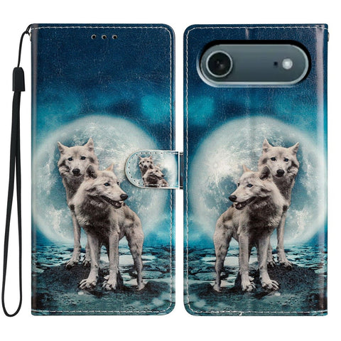 For iPhone Air Wallet Case PU Leather Pattern Printing Stand Phone Cover with Strap