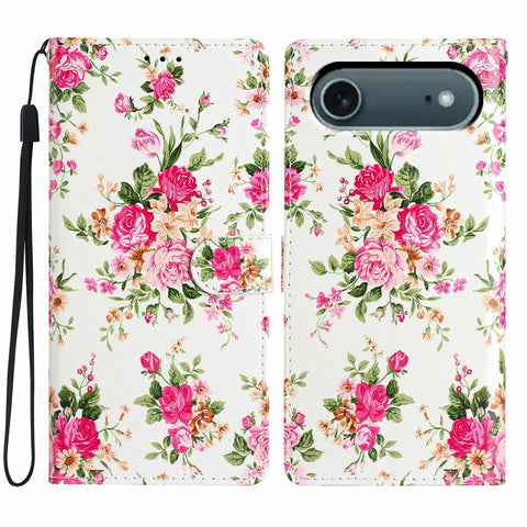 For iPhone Air Wallet Case PU Leather Pattern Printing Stand Phone Cover with Strap