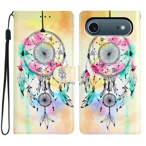 For iPhone Air Wallet Case PU Leather Pattern Printing Stand Phone Cover with Strap