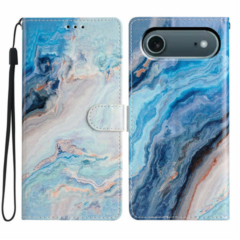 For iPhone Air Wallet Case PU Leather Pattern Printing Stand Phone Cover with Strap