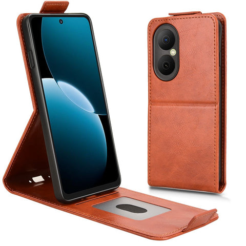 For Huawei Nova Y73 4G  /  Enjoy 80 Stand Case Magnetic Clasp Vertical Flip Leather Phone Cover with Card Holder