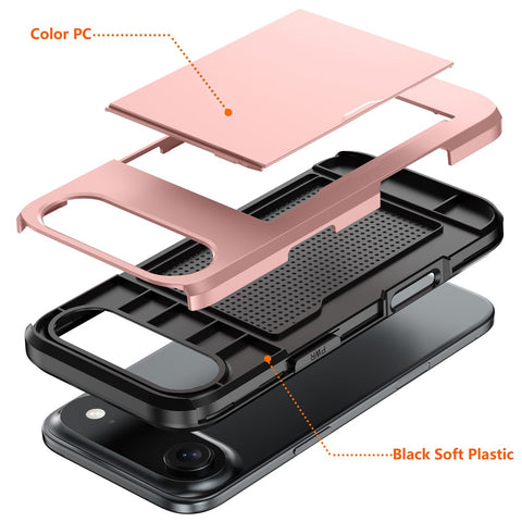 For iPhone Air Case with Card Holder TPU + PC Phone Back Cover