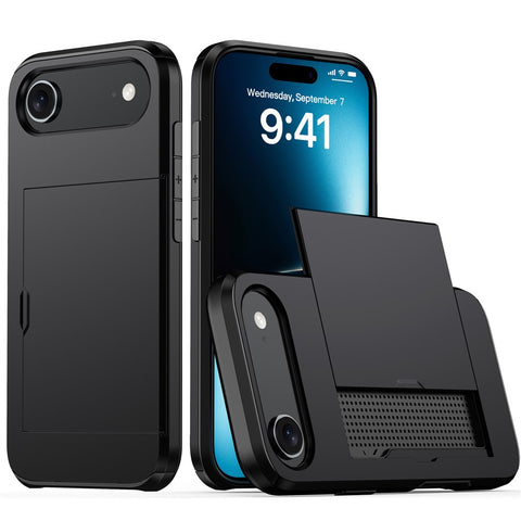 For iPhone Air Case with Card Holder TPU + PC Phone Back Cover