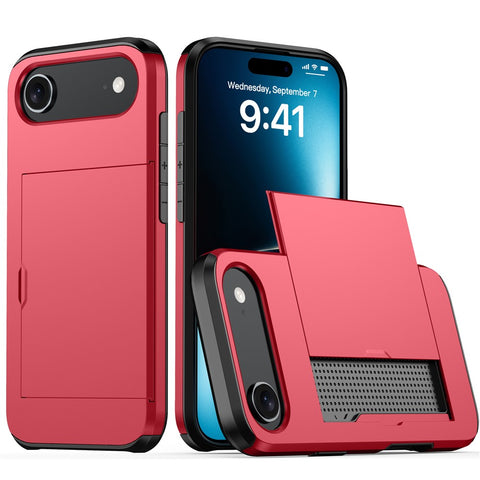 For iPhone Air Case with Card Holder TPU + PC Phone Back Cover