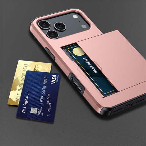 For iPhone 17 Pro Max Case Card Holder TPU + PC Phone Back Cover