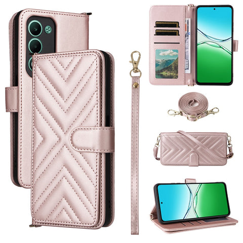 For Oppo A5 5G / 4G / A5m Case with Shoulder / Wrist Strap Leather Phone Cover Stand Wallet