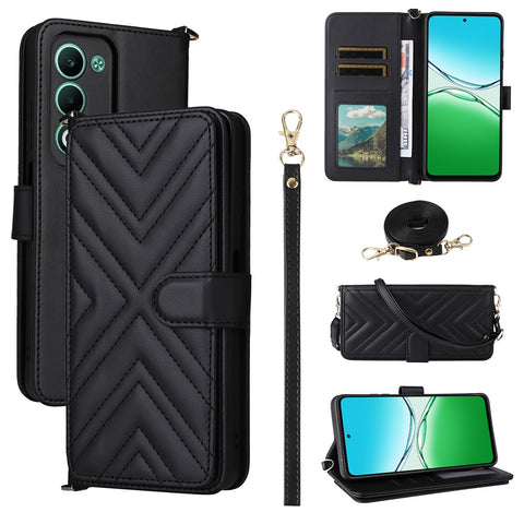 For Oppo A5 5G / 4G / A5m Case with Shoulder / Wrist Strap Leather Phone Cover Stand Wallet
