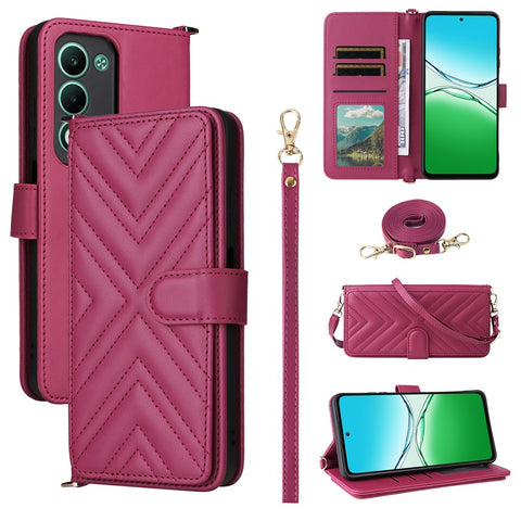 For Oppo A5 5G / 4G / A5m Case with Shoulder / Wrist Strap Leather Phone Cover Stand Wallet
