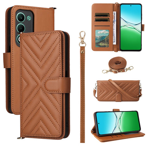 For Oppo A5 5G / 4G / A5m Case with Shoulder / Wrist Strap Leather Phone Cover Stand Wallet