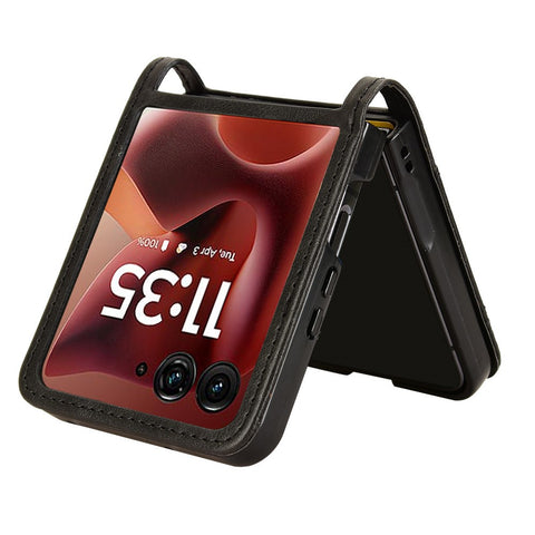 For Motorola Razr 70 Ultra / 60 Ultra 5G / Razr Ultra 2026 5G / 2025 5G Case Retro Texture Leather + PC Phone Cover with Card Slot