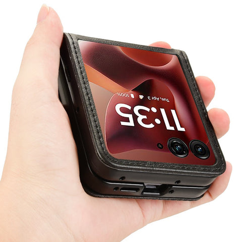 For Motorola Razr 70 Ultra / 60 Ultra 5G / Razr Ultra 2026 5G / 2025 5G Case Retro Texture Leather + PC Phone Cover with Card Slot