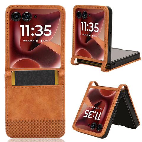 For Motorola Razr 70 Ultra / 60 Ultra 5G / Razr Ultra 2026 5G / 2025 5G Case Retro Texture Leather + PC Phone Cover with Card Slot
