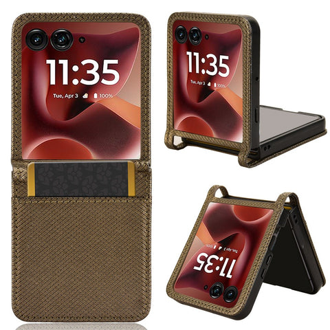 For Motorola Razr 70 Ultra / 60 Ultra 5G / Razr Ultra 2026 5G / 2025 5G Case PU Leather Diamond Texture Phone Cover with Card Slot