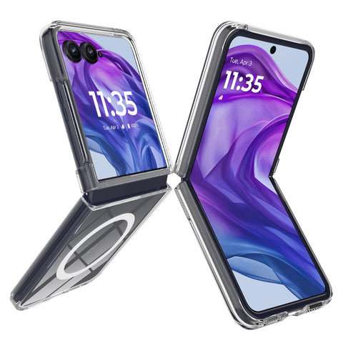 For Motorola Razr 60 Pro 5G Clear Phone Magnetic Case TPU+Acrylic Back Cover