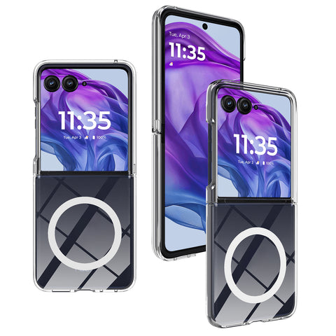 For Motorola Razr 60 Pro 5G Clear Phone Magnetic Case TPU+Acrylic Back Cover