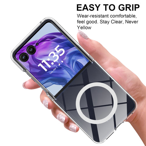 For Motorola Razr 60 Pro 5G Clear Phone Magnetic Case TPU+Acrylic Back Cover