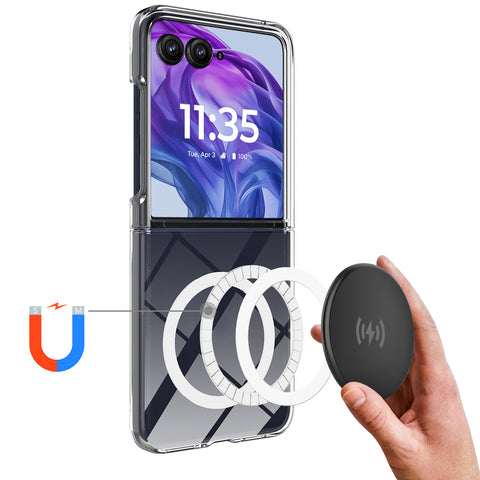For Motorola Razr 60 Pro 5G Clear Phone Magnetic Case TPU+Acrylic Back Cover