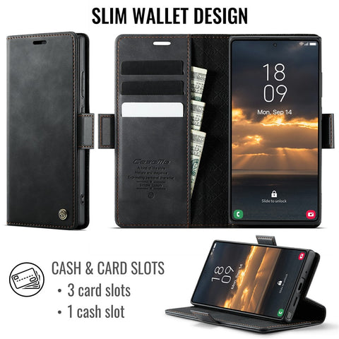 CASEME 033 Series For Samsung Galaxy Note20 Ultra 5G  /  Note20 Ultra Case RFID Blocking Wallet Stand Calf Texture Leather Phone Cover