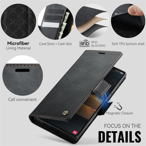 CASEME 033 Series For Samsung Galaxy Note20 Ultra 5G  /  Note20 Ultra Case RFID Blocking Wallet Stand Calf Texture Leather Phone Cover