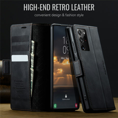 CASEME 033 Series For Samsung Galaxy Note20 Ultra 5G  /  Note20 Ultra Case RFID Blocking Wallet Stand Calf Texture Leather Phone Cover