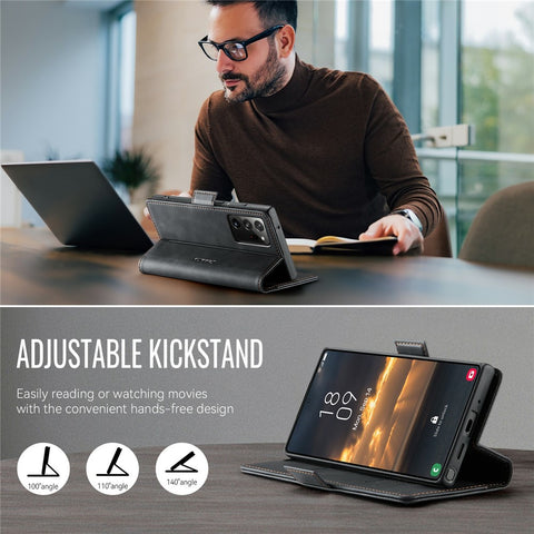 CASEME 033 Series For Samsung Galaxy Note20 Ultra 5G  /  Note20 Ultra Case RFID Blocking Wallet Stand Calf Texture Leather Phone Cover
