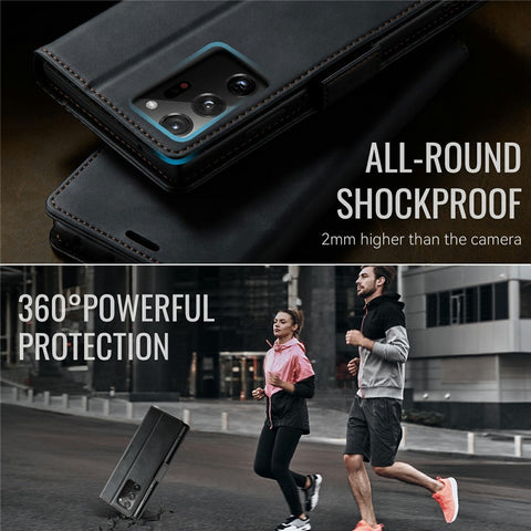 CASEME 033 Series For Samsung Galaxy Note20 Ultra 5G  /  Note20 Ultra Case RFID Blocking Wallet Stand Calf Texture Leather Phone Cover