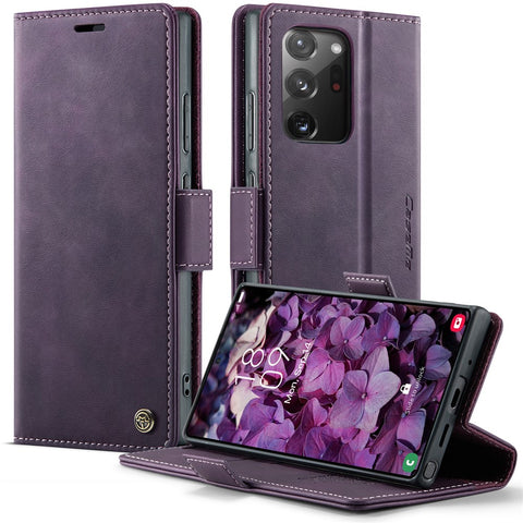 CASEME 033 Series For Samsung Galaxy Note20 Ultra 5G  /  Note20 Ultra Case RFID Blocking Wallet Stand Calf Texture Leather Phone Cover