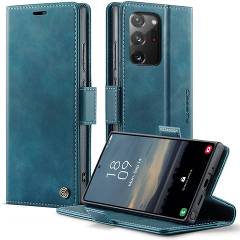 CASEME 033 Series For Samsung Galaxy Note20 Ultra 5G  /  Note20 Ultra Case RFID Blocking Wallet Stand Calf Texture Leather Phone Cover