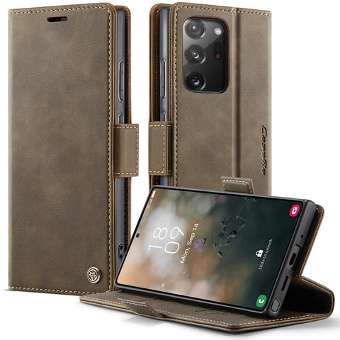 CASEME 033 Series For Samsung Galaxy Note20 Ultra 5G  /  Note20 Ultra Case RFID Blocking Wallet Stand Calf Texture Leather Phone Cover