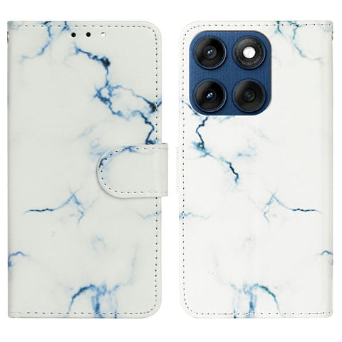 Stand Case for Motorola Edge 60 5G  /  60s 5G  /  60 Fusion 5G Marble Painted Folio Flip Leather Wallet Phone Cover