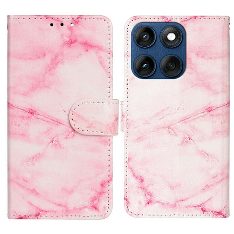 Stand Case for Motorola Edge 60 5G  /  60s 5G  /  60 Fusion 5G Marble Painted Folio Flip Leather Wallet Phone Cover