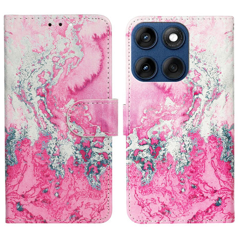 Stand Case for Motorola Edge 60 5G  /  60s 5G  /  60 Fusion 5G Marble Painted Folio Flip Leather Wallet Phone Cover