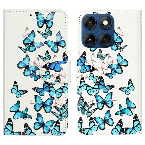 Stand Case for Motorola Edge 60 5G  /  60s 5G  /  60 Fusion 5G Marble Painted Folio Flip Leather Wallet Phone Cover