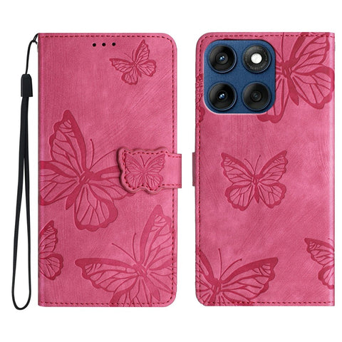 Wallet Case for Motorola Edge 60 5G  /  60s 5G  /  60 Fusion 5G Butterfly Design Flip Leather Phone Cover Skin-Touch