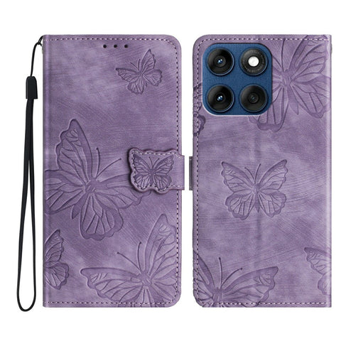 Wallet Case for Motorola Edge 60 5G  /  60s 5G  /  60 Fusion 5G Butterfly Design Flip Leather Phone Cover Skin-Touch