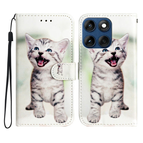 Wallet Case for Motorola Edge 60 5G / 60s 5G / 60 Fusion 5G Printed Pattern PU Leather Stand Phone Cover with Strap