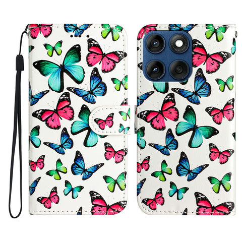 Wallet Case for Motorola Edge 60 5G / 60s 5G / 60 Fusion 5G Printed Pattern PU Leather Stand Phone Cover with Strap
