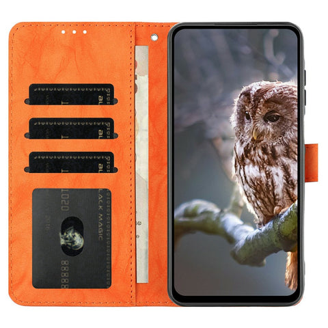 For Motorola Edge 60 5G / 60s 5G / Fusion 5G Case Owl Imprinted PU Leather Wallet Phone Cover with Wrist Strap