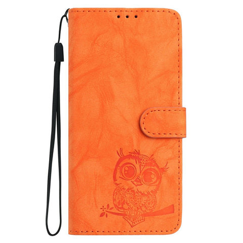 For Motorola Edge 60 5G / 60s 5G / Fusion 5G Case Owl Imprinted PU Leather Wallet Phone Cover with Wrist Strap