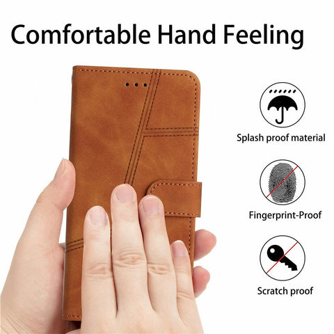 For iPhone 17 Case Flip Leather Retro Phone Cover Lines Imprinted