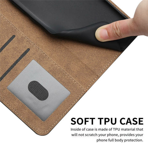 For iPhone 17 Case Flip Leather Retro Phone Cover Lines Imprinted
