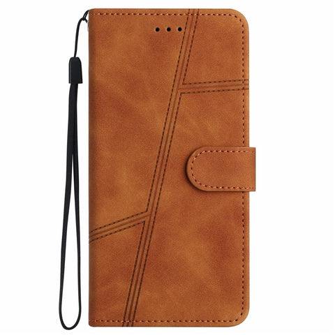 For iPhone 17 Case Flip Leather Retro Phone Cover Lines Imprinted