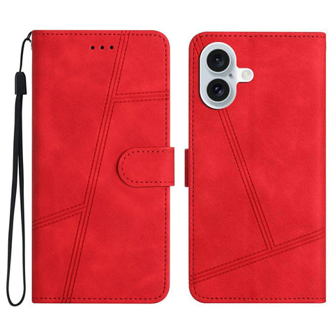 For iPhone 17 Case Flip Leather Retro Phone Cover Lines Imprinted