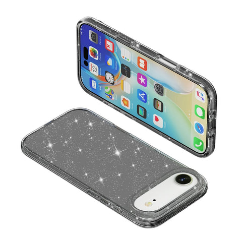 For iPhone Air Case Sparkly Powder Glitter Shiny Soft TPU + Hard PC Back Cover