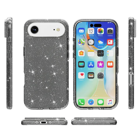 For iPhone Air Case Sparkly Powder Glitter Shiny Soft TPU + Hard PC Back Cover