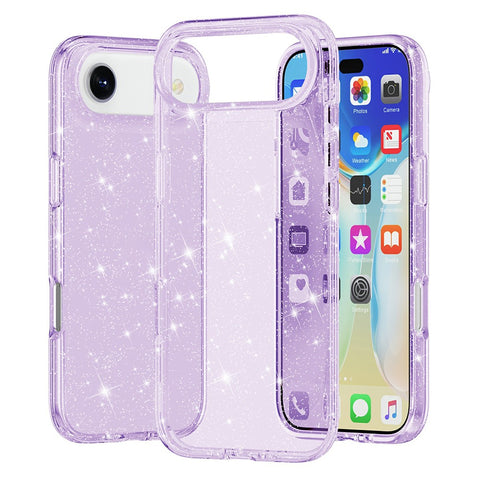For iPhone Air Case Sparkly Powder Glitter Shiny Soft TPU + Hard PC Back Cover