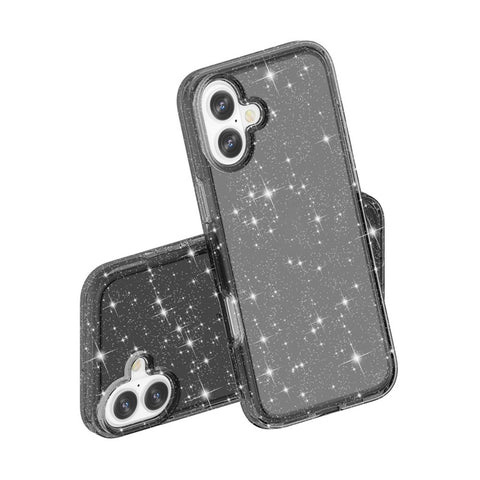 For iPhone 17 Case Sparkly Powder Glitter Shiny Soft TPU + Hard PC Back Cover